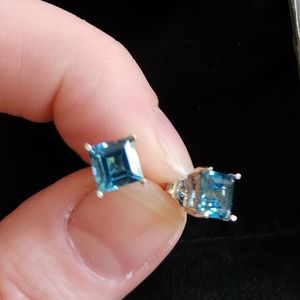 NEW Sterling Silver Blue Topaz Earrings